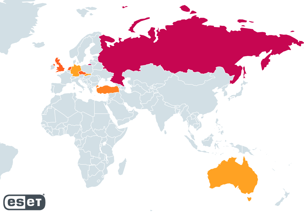 Figure 24. Heatmap showing the geographical distribution of RedLine backend servers