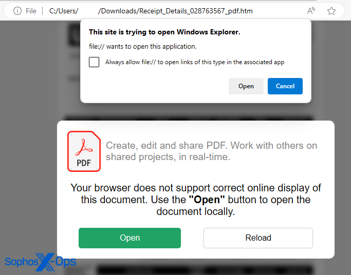 The error message indicates that instead of a webpage it was trying to open a local network path