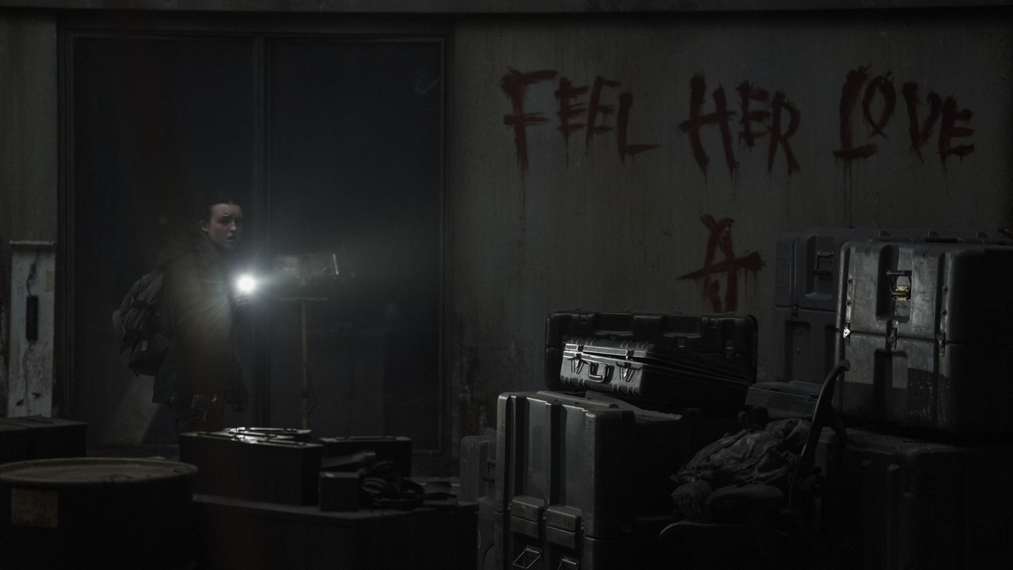 Ellie (Bella Ramsey) finds a Seraphite message in blood in