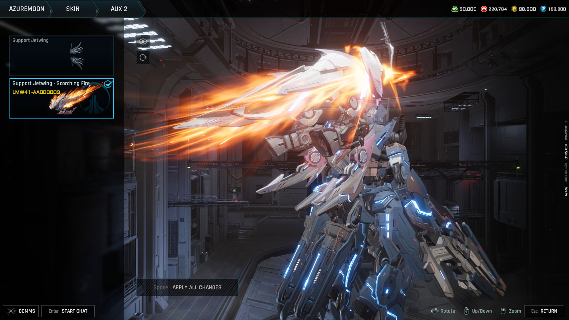 A Mecha Break screenshot showing the skin you can use for the Support Jetwing.