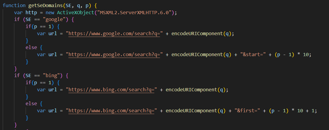 Part of the getSeDomains function