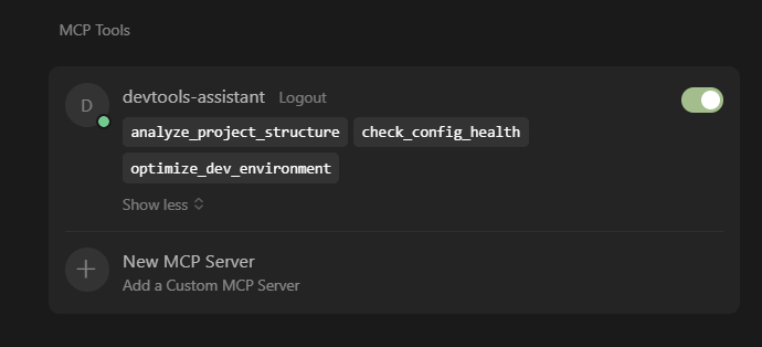 Tool list inside Cursor